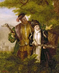 Koning Hendrik en Anne Boleyn op hertenjacht in Windsor Forest, 1903