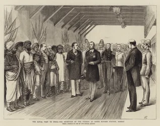 Het Koninklijk Bezoek aan India, de Ontvangst van de Onderkoning op Boree Bunder Station, Bombay