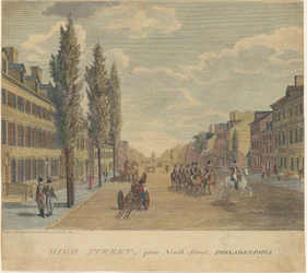 High Street, vanaf Ninth Street, Philadelphia