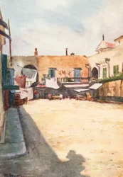 Een hoek bij de markt, Nice (kleurenlitho)