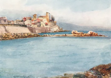 Antibes vanuit het westen (kleurenlitho)