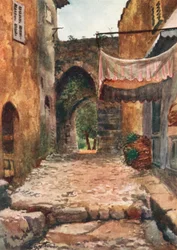 Toegangspoort, Auribeau (kleurenlitho)