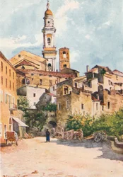 Ingang naar Vallebona (kleurenlitho)