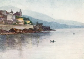 Monte Carlo, van Monaco, vroege ochtend (kleurenlitho)
