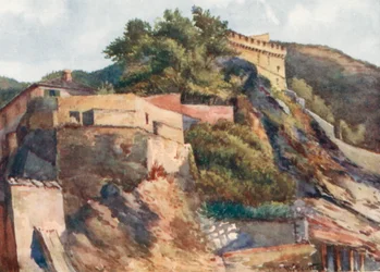 Het oude kasteel, Levanto (kleurenlitho)