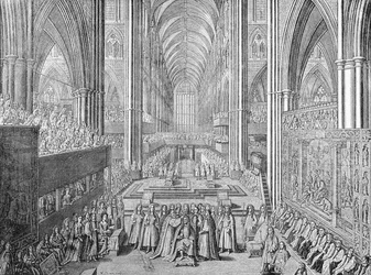 De kroning van Jacobus II in Westminster Abbey, Londen, 1685 1903