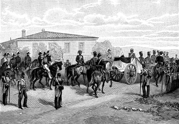 De begrafenis van Lord Raglan nabij Sebastopol, Krim, Rusland, 1855