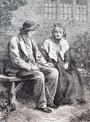 Een ouder echtpaar. Door William Small (1843-1929) een Engelse illustrator. 1880 (gravure)
