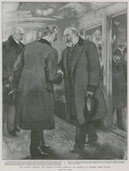 De Aankomst van de Keizer: De Prins van Wales begroet Zijne Majesteit op Charing Cross Station