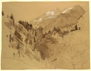 Tekening, Bergen bij Meiringen, Zwitserland, 1856