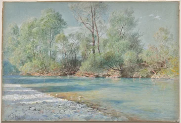 Traunstein rivier op weg naar Empfig, Beieren