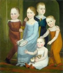 Vijf kinderen van de familie Budd, ca. 1818 (olieverf op doek)
