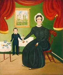 Interieurscène, ca. 1840 (olieverf op doek)