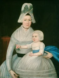 Moeder en kind in wit, ca. 1790 (olieverf op doek)
