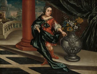Jonge man op een terras, ca.1730 (olieverf op doek)