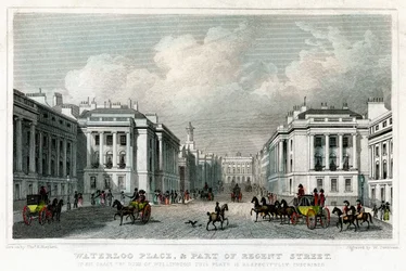 Waterloo Place en een deel van Regent Street, Westminster, Londen, 1828