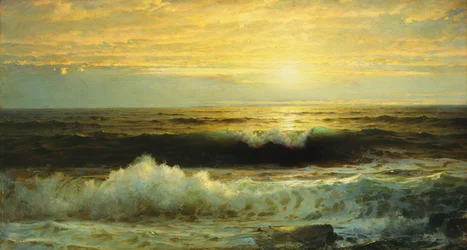 Een oranje zonsondergang die laag wegzinkt, 1897