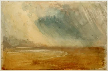 Regenwolken over een strand: mogelijk bij Dunstanbrough Castle
