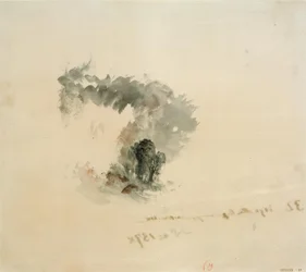 Zee, bomen, figuren (?, voor Campbell
