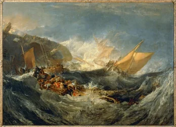 Het wrak van een transportschip
