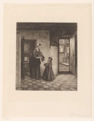 Vrouw met een kind in een kelderkamer