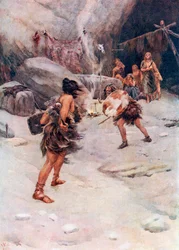 Prehistorische mens, uit Hutchinsons History of the Nations, gepubliceerd in 1915