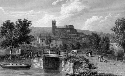 Hythe vanaf de Kanaalbrug, gegraveerd door E. Finden, 1829