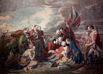 De dood van generaal James Wolfe in de Slag bij Quebec City in de Zevenjarige Oorlog op 13 september