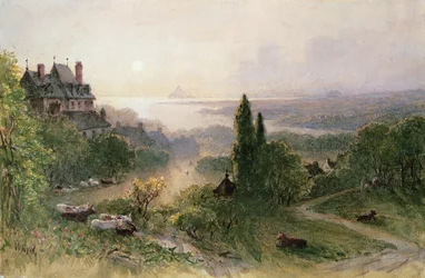 Landschap met een groot huis