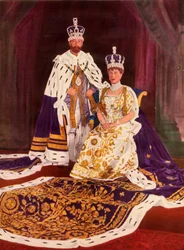 Hun Majesteiten Koning George V en Koningin Mary in hun kroningsgewaden