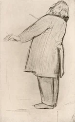 Johannes Brahms (1833-1897) Duitse componist, dirigeert (tekening)