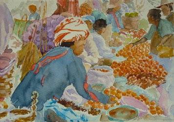 939 Nampan markt, sinaasappels kiezen