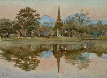 991 Sukhothai, Thailand - tijd om de lichten aan te steken
