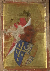 Het wapen van Richard II van Engeland Het buitenpaneel van het Wilton-diptiek, tussen 1395 en 1399