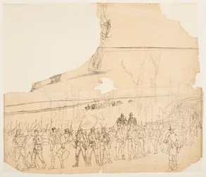 Tekening, Een infanteriecolonne op mars, 1862