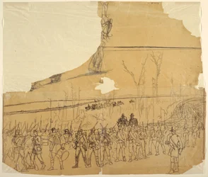 Tekening, Een infanteriecolonne op mars, 1862