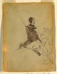 Tekening, Lansier te paard, 1862