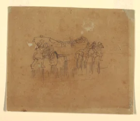 Tekening, Reddingsboot met rijtuig (Studie voor "The Wreck", olieverfschilderij gedateerd 1896, Carnegie Institute, Pittsburgh, PA), 1895-96 [of mogelijk 1881].