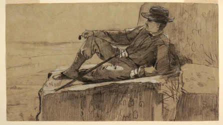 Tekening, Studie voor "Bergbeklimmer rustend", 1868-69