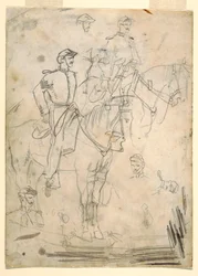 Tekening, Twee schetsen van een officier, 1862