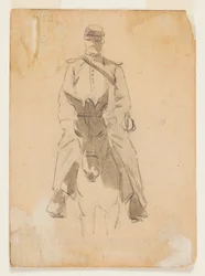 Officier en hoofd van een paard