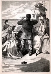 De nadering van de Britse piraat "Alabama", uit Harper