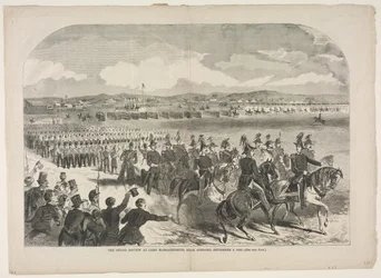 De grote parade in Camp Massachusetts, nabij Concord, 9 september 1859