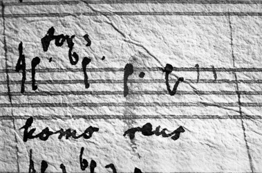Partituur van Mozarts Requiem, laatste noten die hij schreef ...