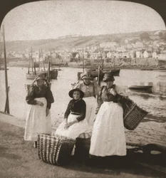 Visvrouwen in Newlyn, Cornwall, 1900