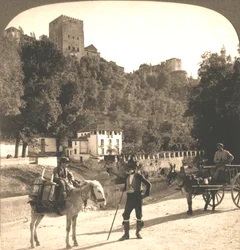 Muren en Torens van het Alhambra, Granada, Spanje, 1896
