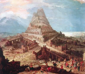 De bouw van de Toren van Babel, 16e eeuw