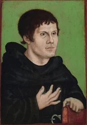 Duits: Posthumes Bildnis Martin Luthers (1483-1546) als Augustinermönch Postuum portret van Maarten Luther als Augustijner monnik