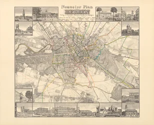 Historische kaart van Berlijn, uitgegeven door Verlag von Gebrüder Rocca, Berlijn 1838