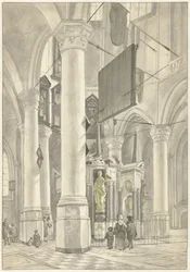 Gezicht in de Nieuwe kerk te Delft, met het grafmonument van Willem van Oranje